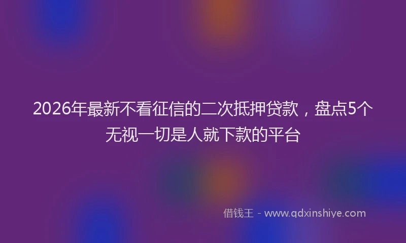 2026年最新不看征信的二次抵押贷款,盘点5个无视一切是人就下款的平台
