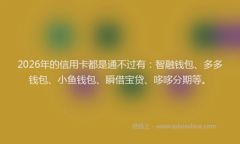 2026年的信用卡都是通不过有：智融钱包、多多钱包、小鱼钱包、瞬借宝贷、哆哆分期等。
