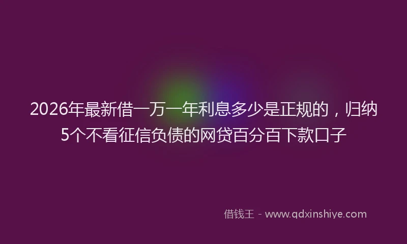 2026年最新借一万一年利息多少是正规的,归纳5个不看征信负债的网贷百分百下款口子
