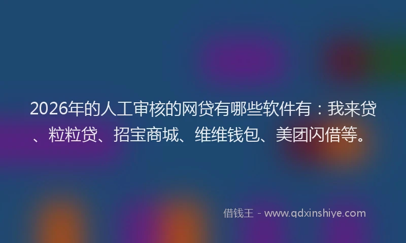 2026年的人工审核的网贷有哪些软件有：我来贷、粒粒贷、招宝商城、维维钱包、美团闪借等。