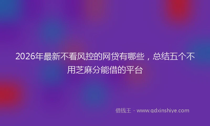 2026年最新不看风控的网贷有哪些，总结五个不用芝麻分能借的平台
