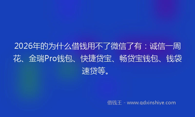 2026年的为什么借钱用不了微信了有：诚信一周花、金瑞Pro钱包、快捷贷宝、畅贷宝钱包、钱袋速贷等。