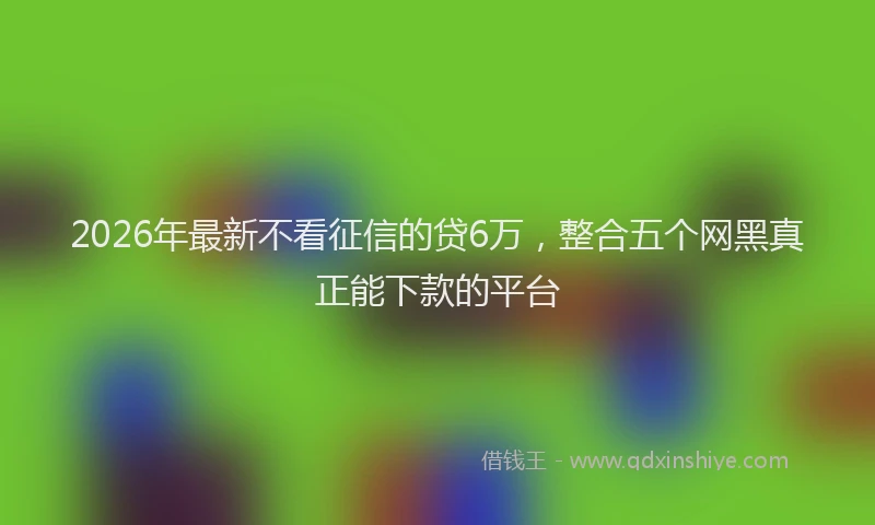 2026年最新不看征信的贷6万，整合五个网黑真正能下款的平台