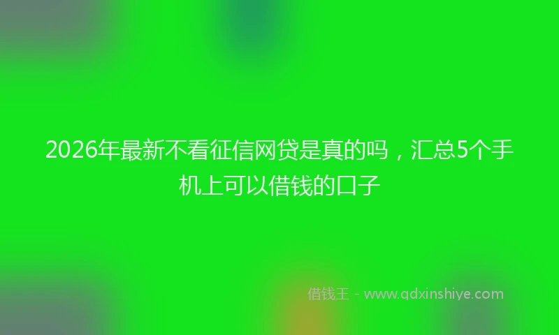 2026年最新不看征信网贷是真的吗，汇总5个手机上可以借钱的口子