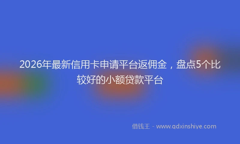 2026年最新信用卡申请平台返佣金,盘点5个比较好的小额贷款平台