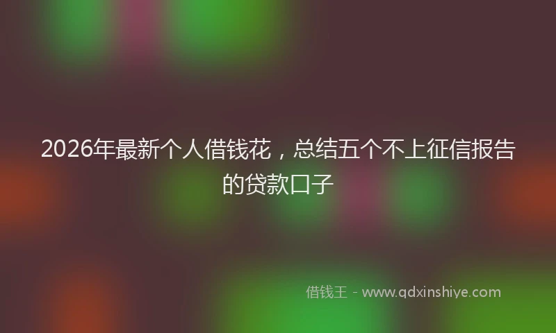 2026年最新个人借钱花,总结五个不上征信报告的贷款口子