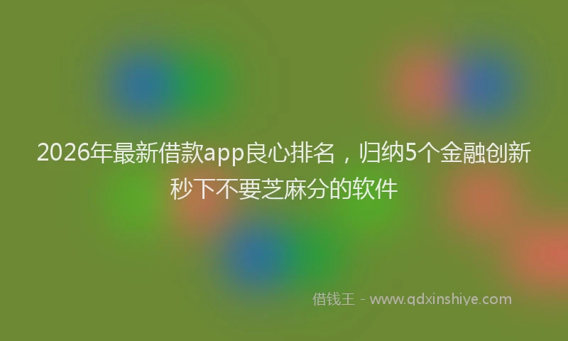 2026年最新借款app良心排名，归纳5个金融创新秒下不要芝麻分的软件