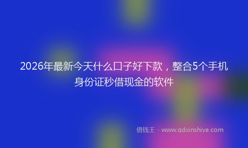 2026年最新今天什么口子好下款，整合5个手机身份证秒借现金的软件