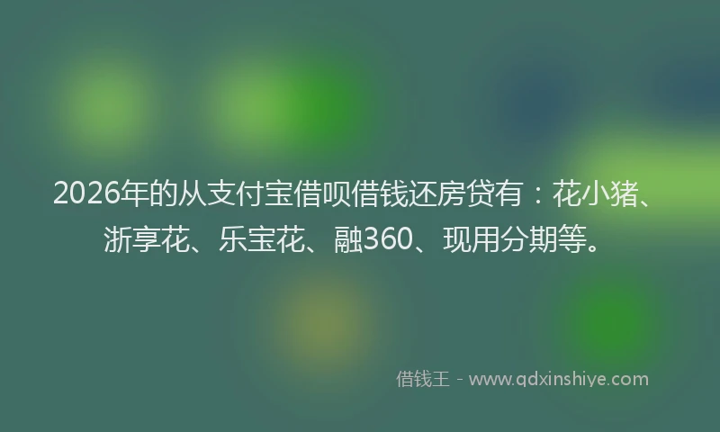2026年的从支付宝借呗借钱还房贷有:花小猪、浙享花、乐宝花、融360、现用分期等。