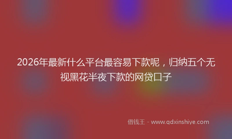 2026年最新什么平台最容易下款呢，归纳五个无视黑花半夜下款的网贷口子