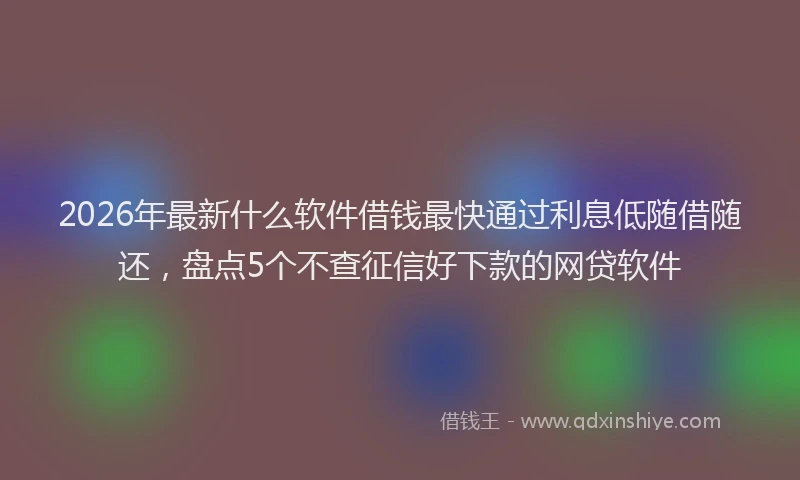 2026年最新什么软件借钱最快通过利息低随借随还，盘点5个不查征信好下款的网贷软件