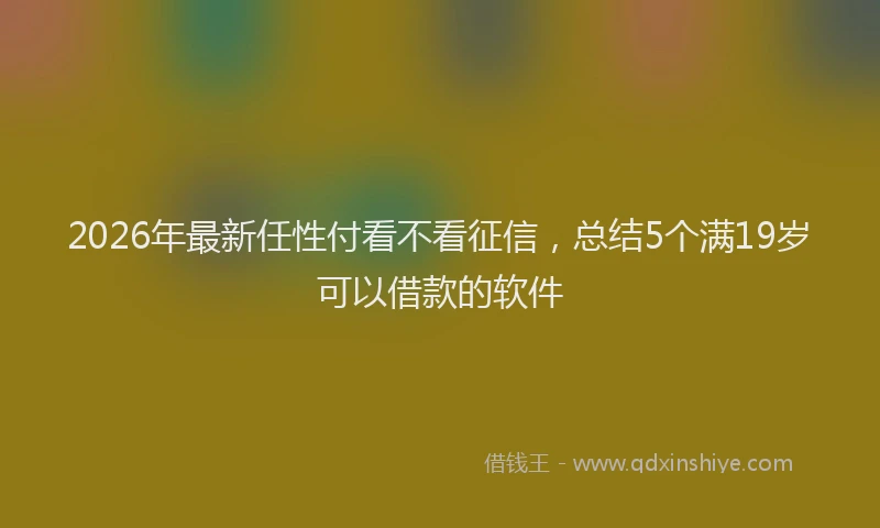 2026年最新任性付看不看征信，总结5个满19岁可以借款的软件