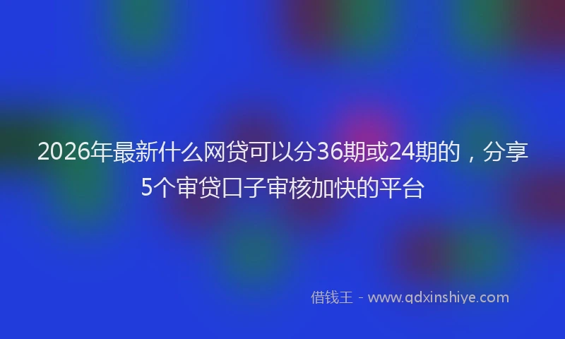 2026年最新什么网贷可以分36期或24期的，分享5个审贷口子审核加快的平台