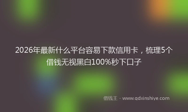 2026年最新什么平台容易下款信用卡，梳理5个借钱无视黑白100%秒下口子