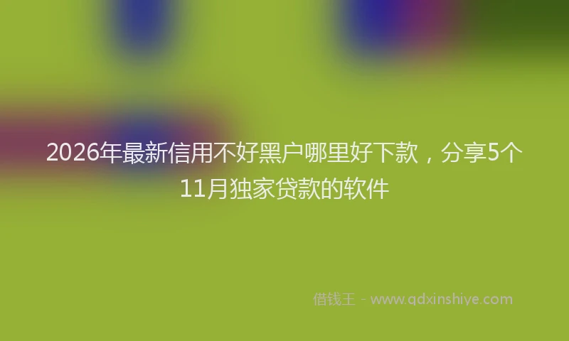 2026年最新信用不好黑户哪里好下款，分享5个11月独家贷款的软件