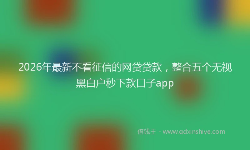 2026年最新不看征信的网贷贷款,整合五个无视黑白户秒下款口子app