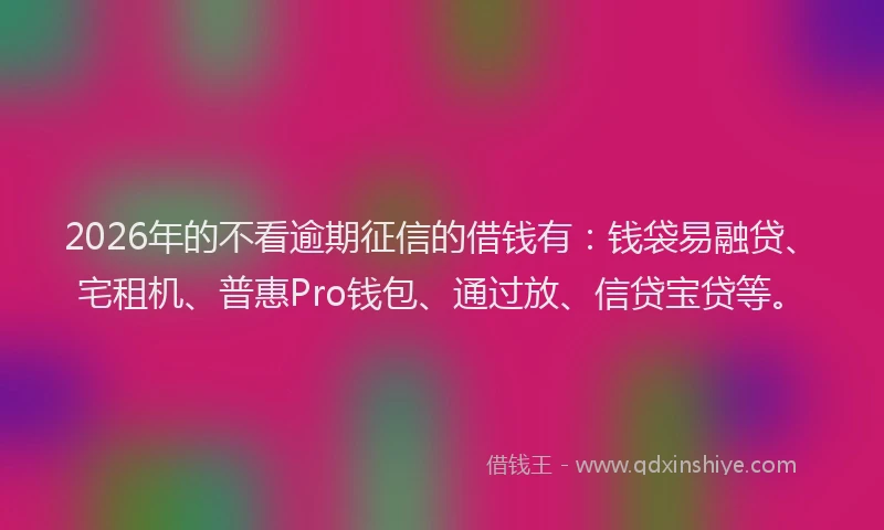 2026年的不看逾期征信的借钱有：钱袋易融贷、宅租机、普惠Pro钱包、通过放、信贷宝贷等。