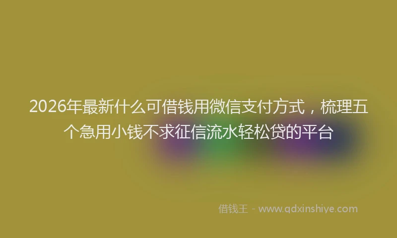 2026年最新什么可借钱用微信支付方式，梳理五个急用小钱不求征信流水轻松贷的平台