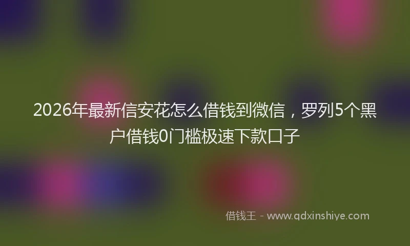 2026年最新信安花怎么借钱到微信,罗列5个黑户借钱0门槛极速下款口子