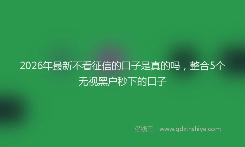 2026年最新不看征信的口子是真的吗，整合5个无视黑户秒下的口子