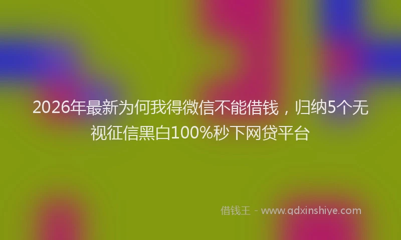 2026年最新为何我得微信不能借钱，归纳5个无视征信黑白100%秒下网贷平台