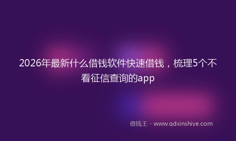 2026年最新什么借钱软件快速借钱，梳理5个不看征信查询的app