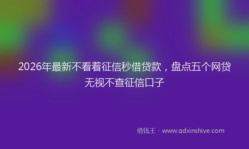 2026年最新不看着征信秒借贷款，盘点五个网贷无视不查征信口子