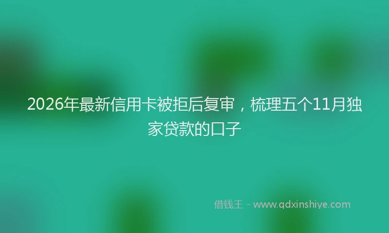 2026年最新信用卡被拒后复审，梳理五个11月独家贷款的口子
