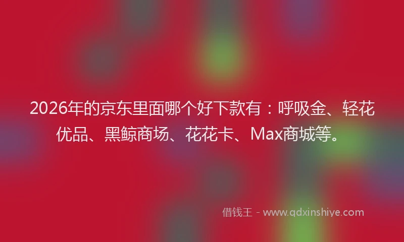 2026年的京东里面哪个好下款有：呼吸金、轻花优品、黑鲸商场、花花卡、Max商城等。