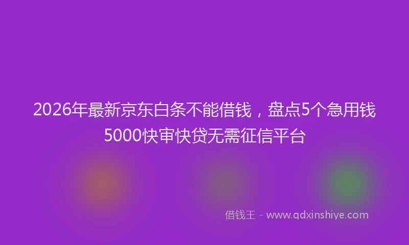 2026年最新京东白条不能借钱，盘点5个急用钱5000快审快贷无需征信平台