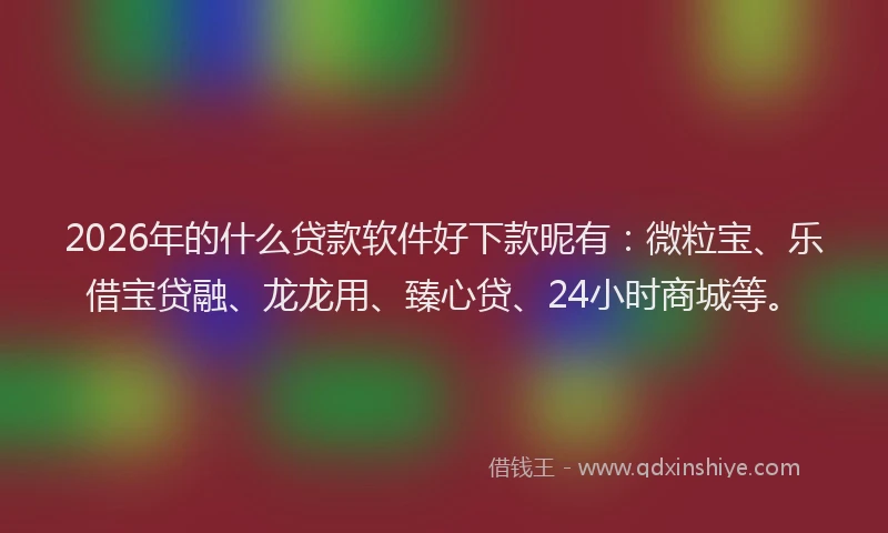 2026年的什么贷款软件好下款昵有：微粒宝、乐借宝贷融、龙龙用、臻心贷、24小时商城等。