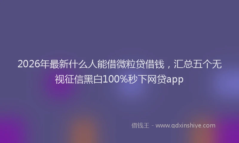 2026年最新什么人能借微粒贷借钱，汇总五个无视征信黑白100%秒下网贷app