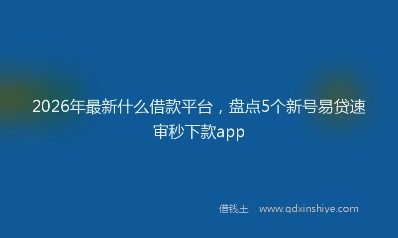 2026年最新什么借款平台,盘点5个新号易贷速审秒下款app