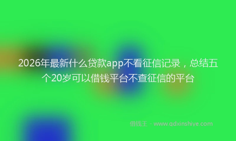 2026年最新什么贷款app不看征信记录,总结五个20岁可以借钱平台不查征信的平台