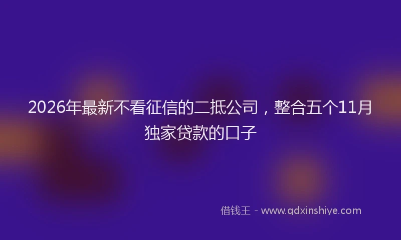 2026年最新不看征信的二抵公司,整合五个11月独家贷款的口子