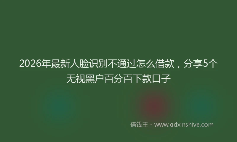 2026年最新人脸识别不通过怎么借款，分享5个无视黑户百分百下款口子