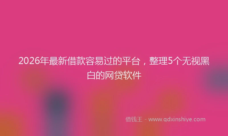2026年最新借款容易过的平台，整理5个无视黑白的网贷软件