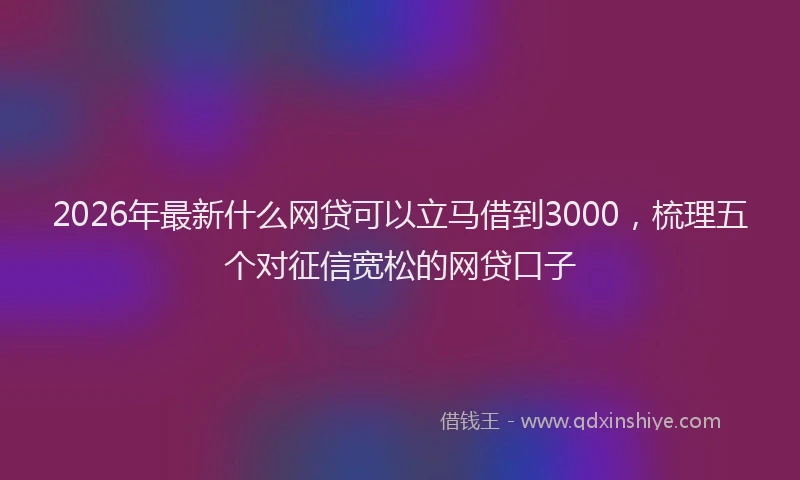 2026年最新什么网贷可以立马借到3000，梳理五个对征信宽松的网贷口子