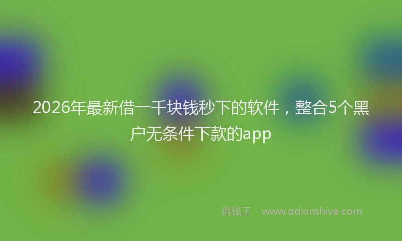 2026年最新借一千块钱秒下的软件,整合5个黑户无条件下款的app