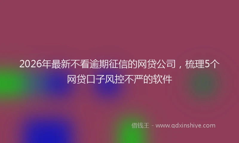 2026年最新不看逾期征信的网贷公司，梳理5个网贷口子风控不严的软件