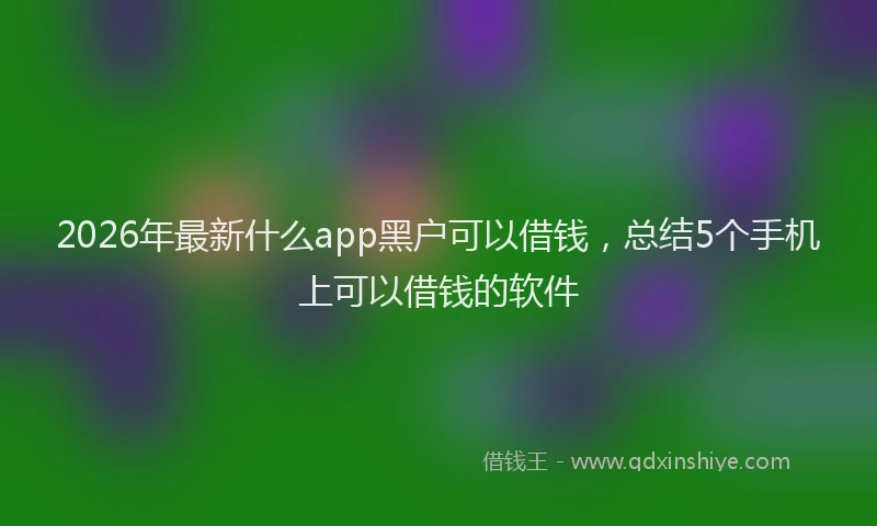 2026年最新什么app黑户可以借钱，总结5个手机上可以借钱的软件