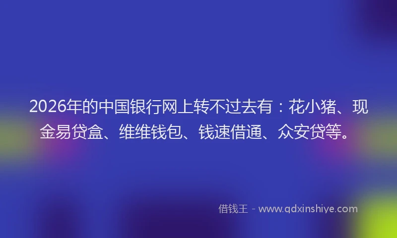 2026年的中国银行网上转不过去有：花小猪、现金易贷盒、维维钱包、钱速借通、众安贷等。