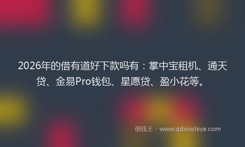 2026年的借有道好下款吗有：掌中宝租机、通天贷、金易Pro钱包、星愿贷、盈小花等。