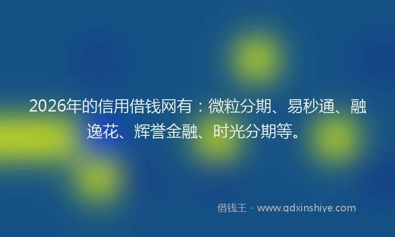2026年的信用借钱网有：微粒分期、易秒通、融逸花、辉誉金融、时光分期等。