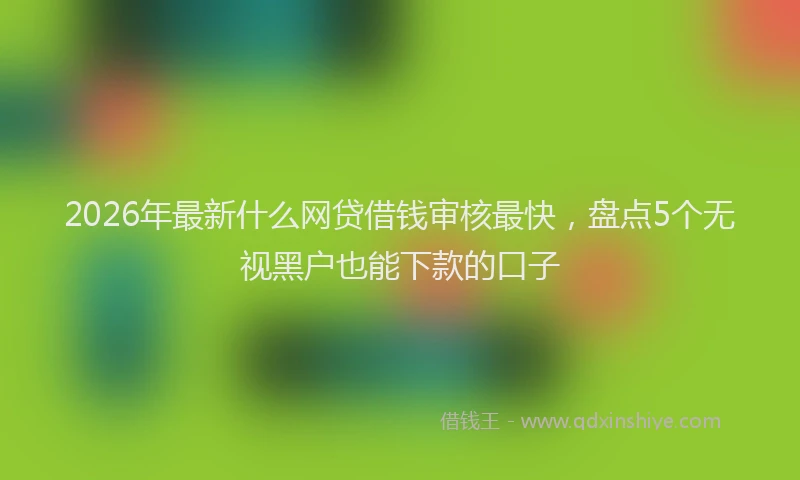 2026年最新什么网贷借钱审核最快，盘点5个无视黑户也能下款的口子