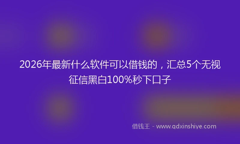 2026年最新什么软件可以借钱的，汇总5个无视征信黑白100%秒下口子