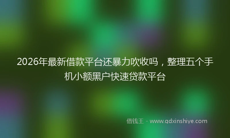 2026年最新借款平台还暴力吹收吗,整理五个手机小额黑户快速贷款平台