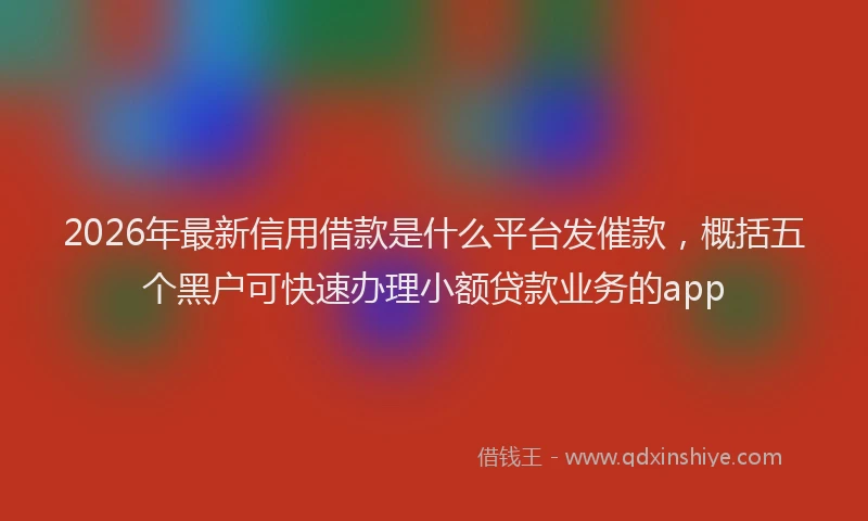 2026年最新信用借款是什么平台发催款，概括五个黑户可快速办理小额贷款业务的app
