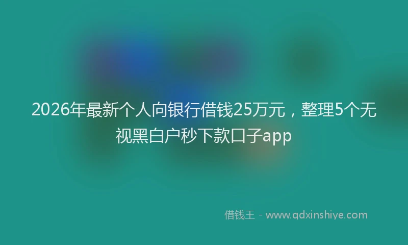 2026年最新个人向银行借钱25万元,整理5个无视黑白户秒下款口子app