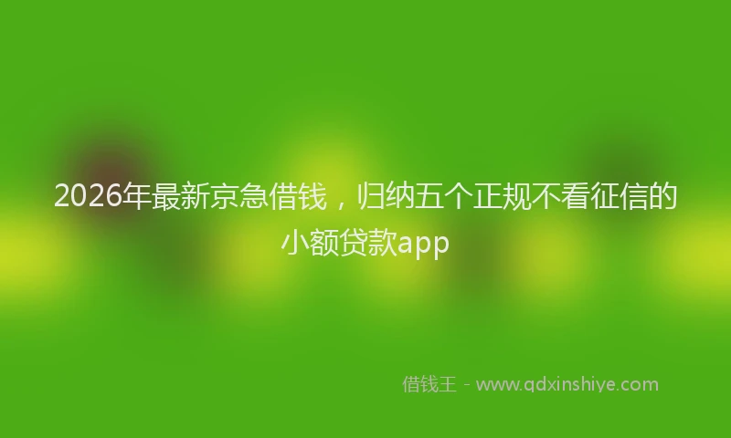 2026年最新京急借钱，归纳五个正规不看征信的小额贷款app